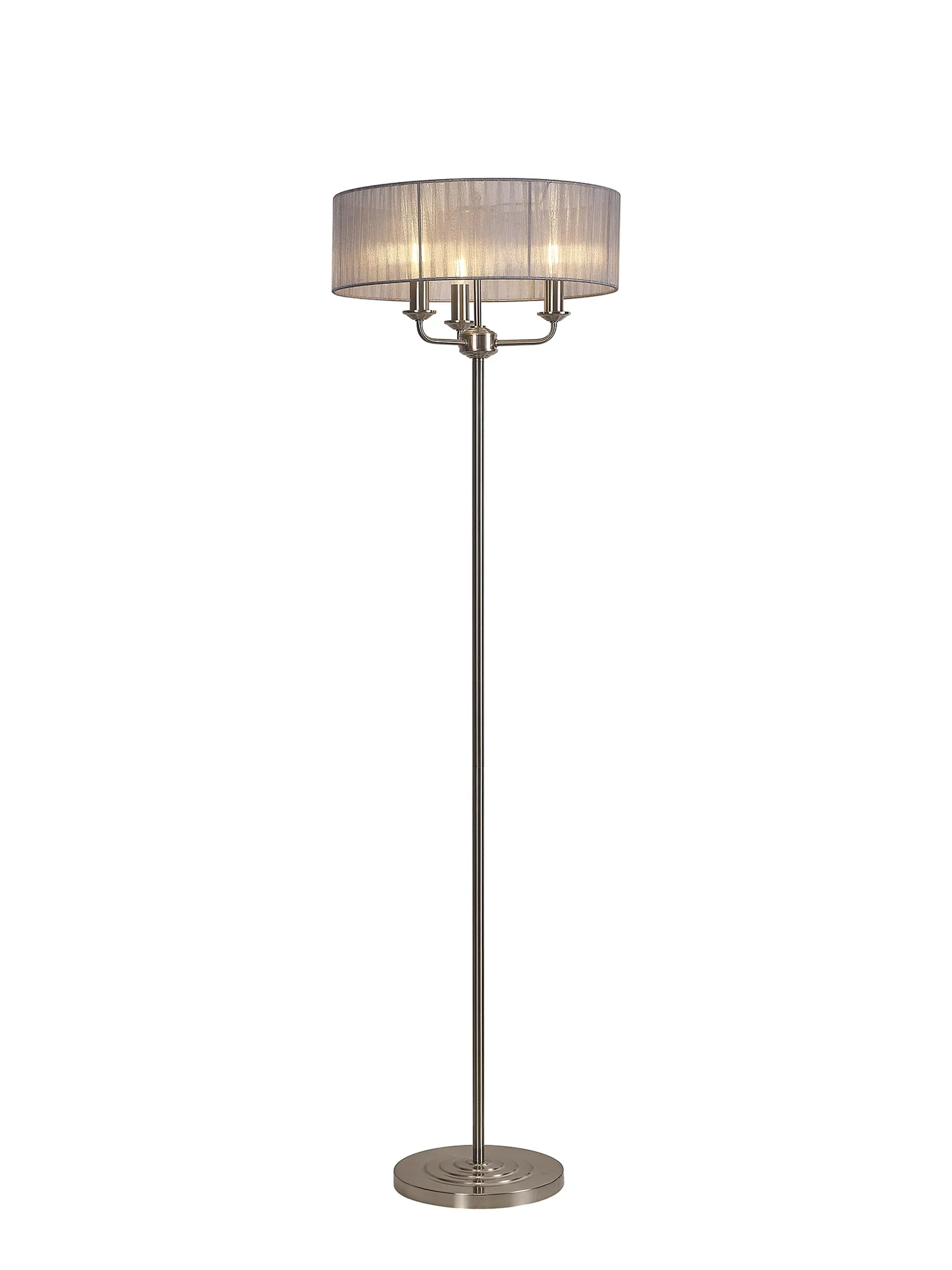 Banyan 45cm 3 Light Floor Lamp Satin Nickel, Grey